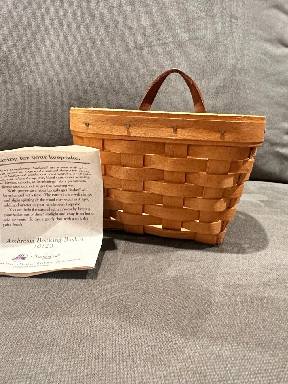 Longaberger Ambrosia Booking Basket in warm tan and natural brown